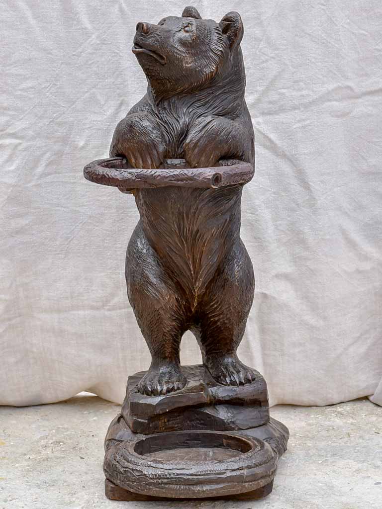 19th Century black forest bear umbrella stand - carved wood