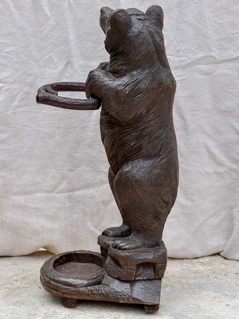 19th Century black forest bear umbrella stand - carved wood