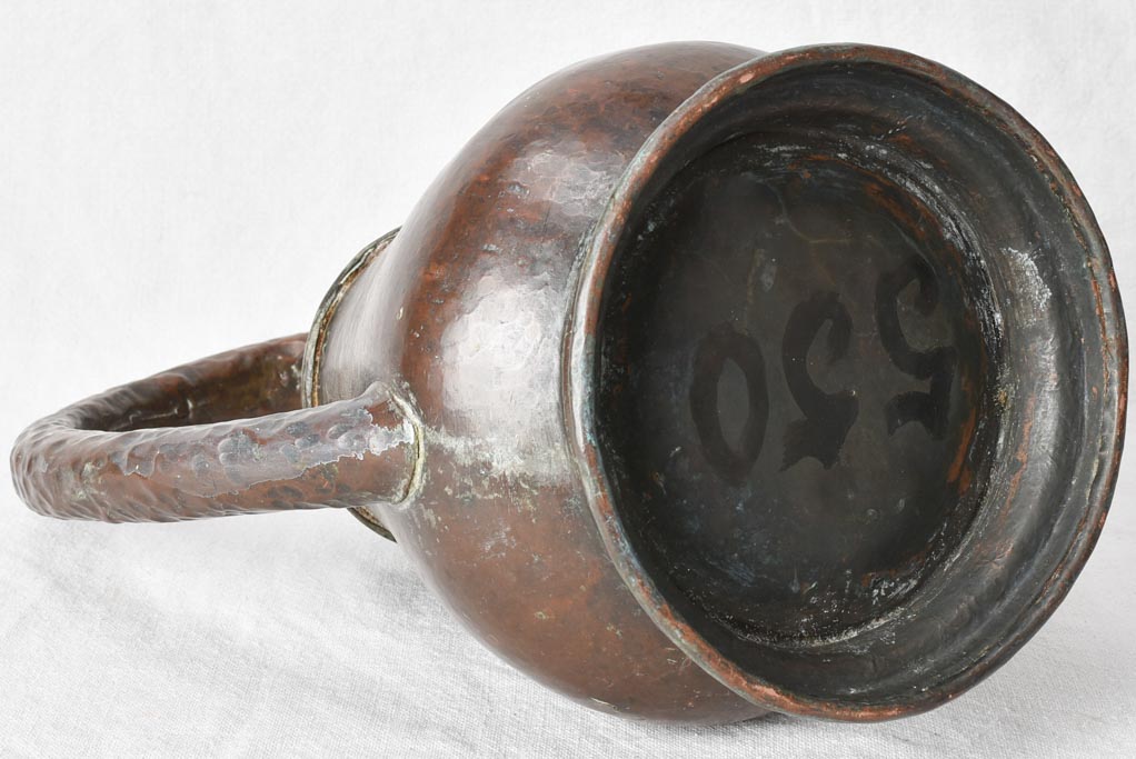 Copper pot belly watering can 16½", 19th C