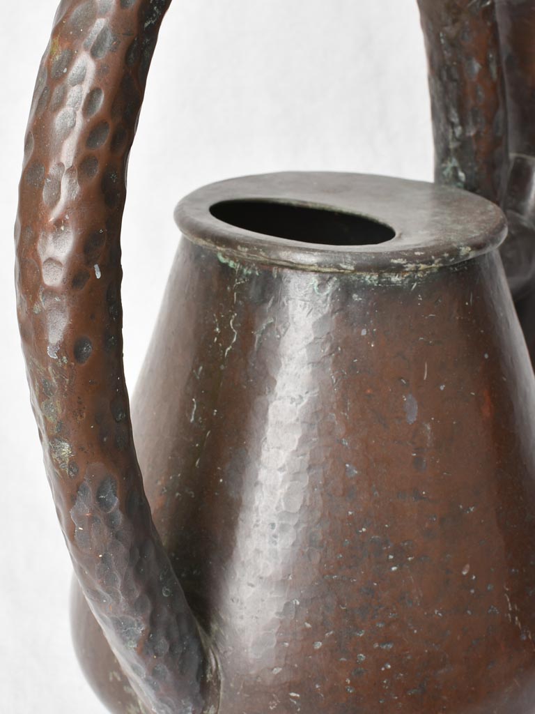 Copper pot belly watering can 16½", 19th C