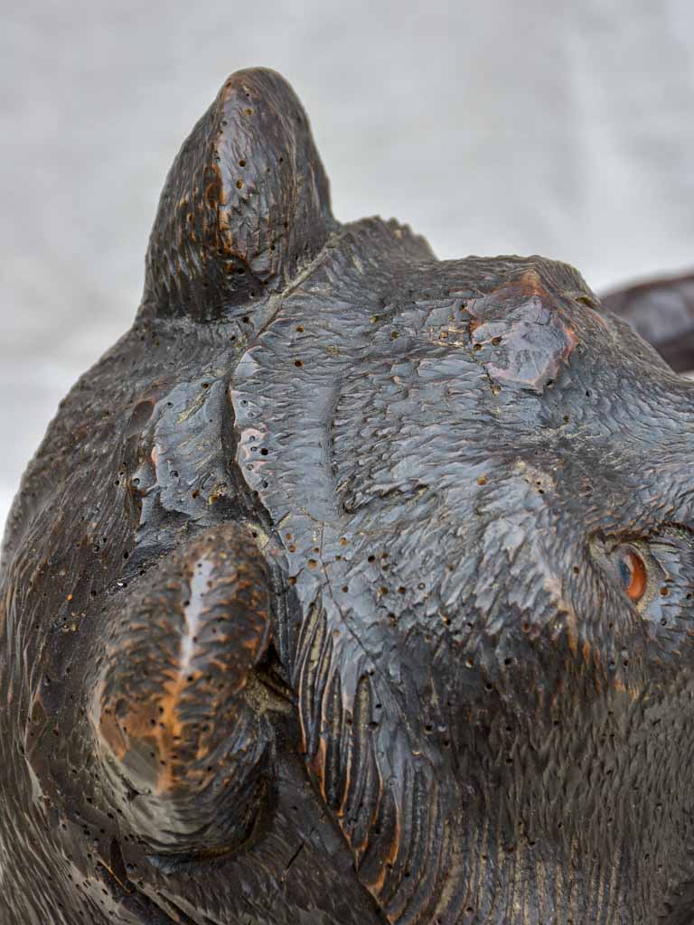 19th Century black forest bear umbrella stand - carved wood