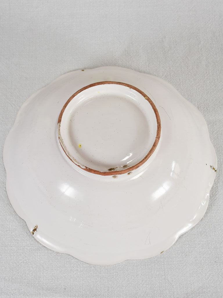 18th-century ironstone bowl with rippled edge 12½"