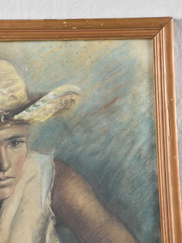 Framed Glass Pastel Provençal Portrait