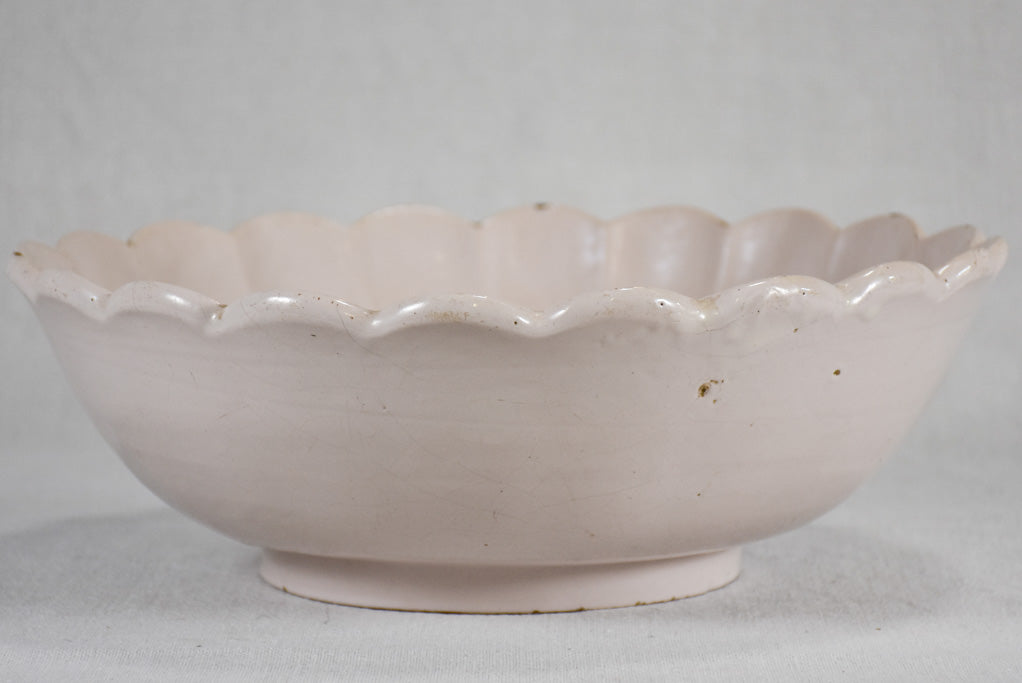 18th-century ironstone bowl with scalloped edge 13"