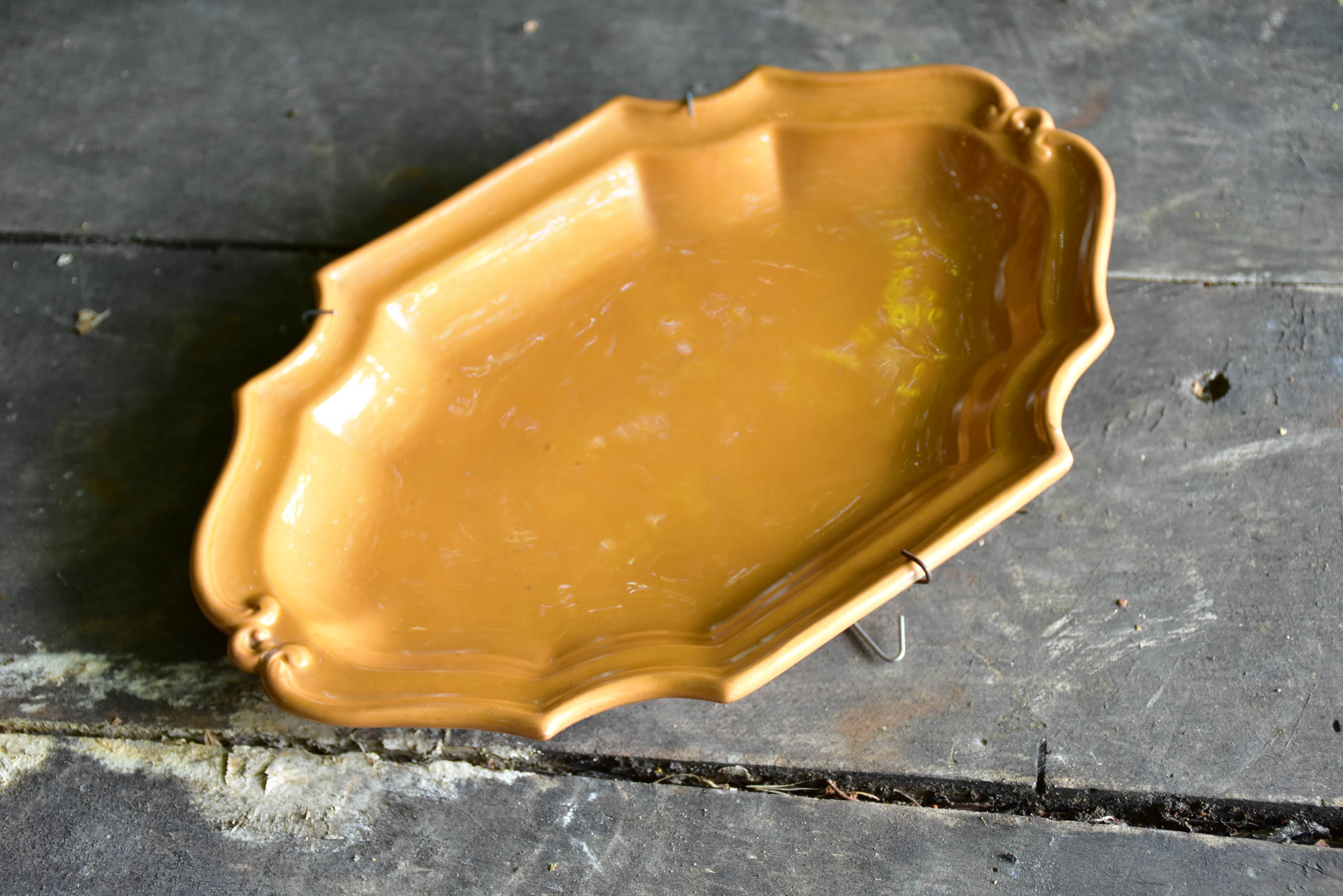 19th century French platter with ochre glaze from Apt