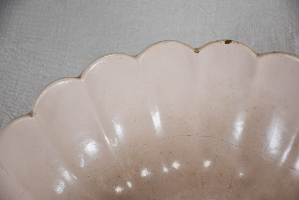 18th-century ironstone bowl with scalloped edge 13"