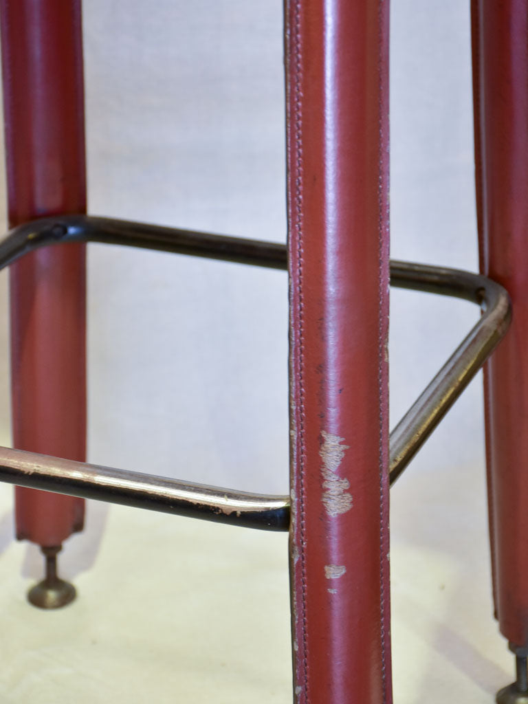 Pair of 1970's French leather barstools