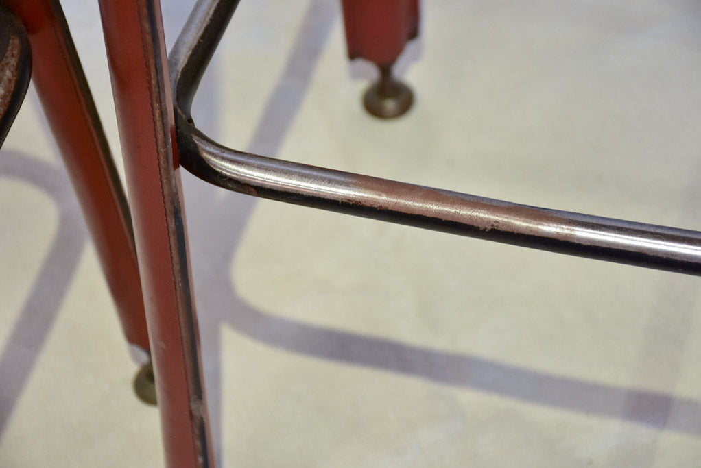 Pair of 1970's French leather barstools