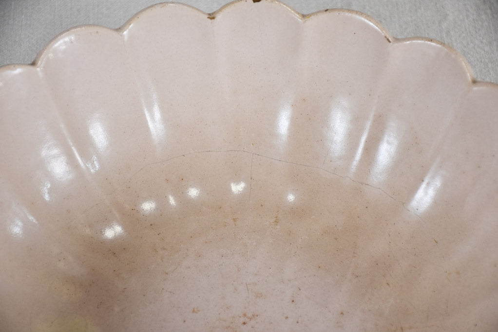 18th-century ironstone bowl with scalloped edge 13"