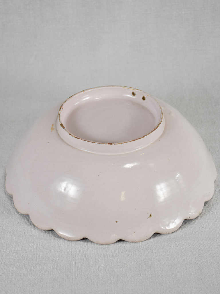 18th-century ironstone bowl with scalloped edge 13"