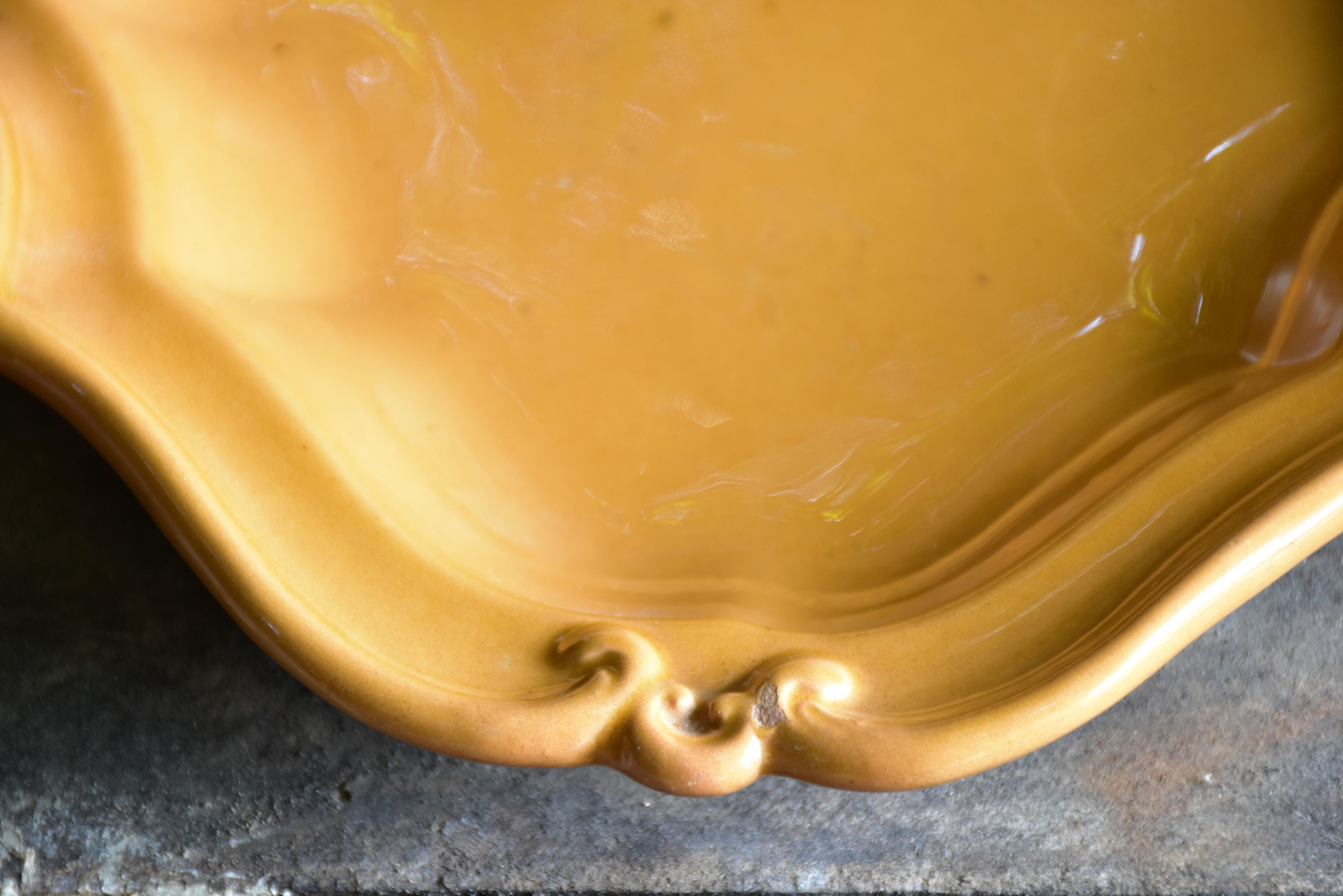 19th century French platter with ochre glaze from Apt