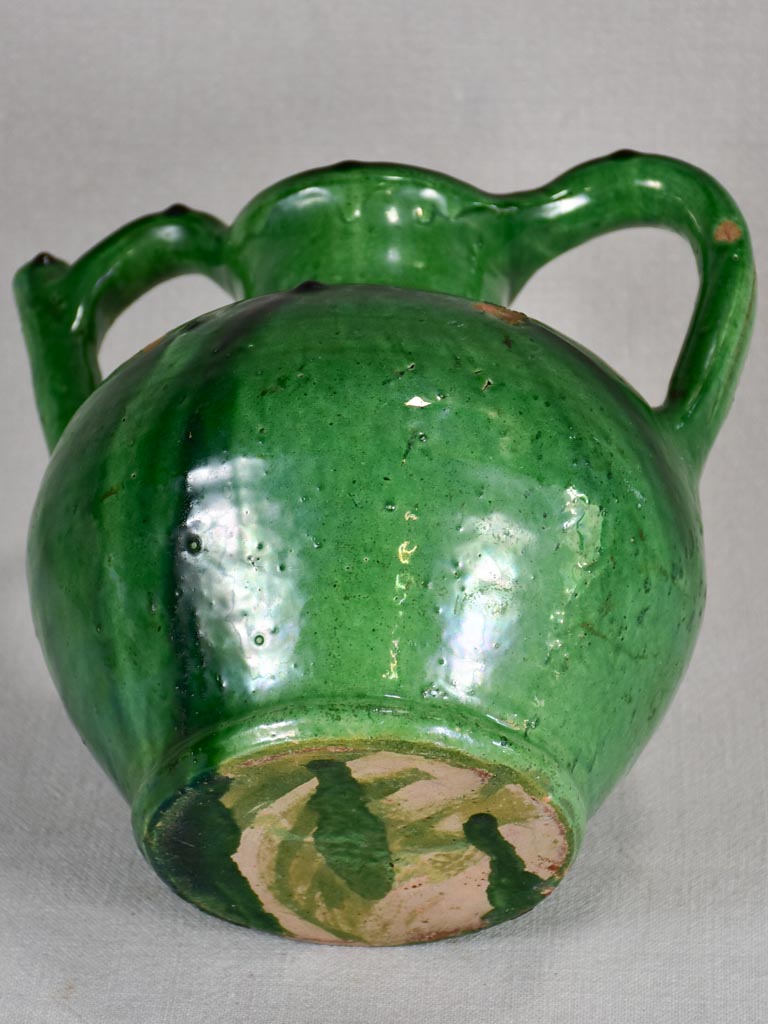 19th-century French orjol/water pitcher with green glaze