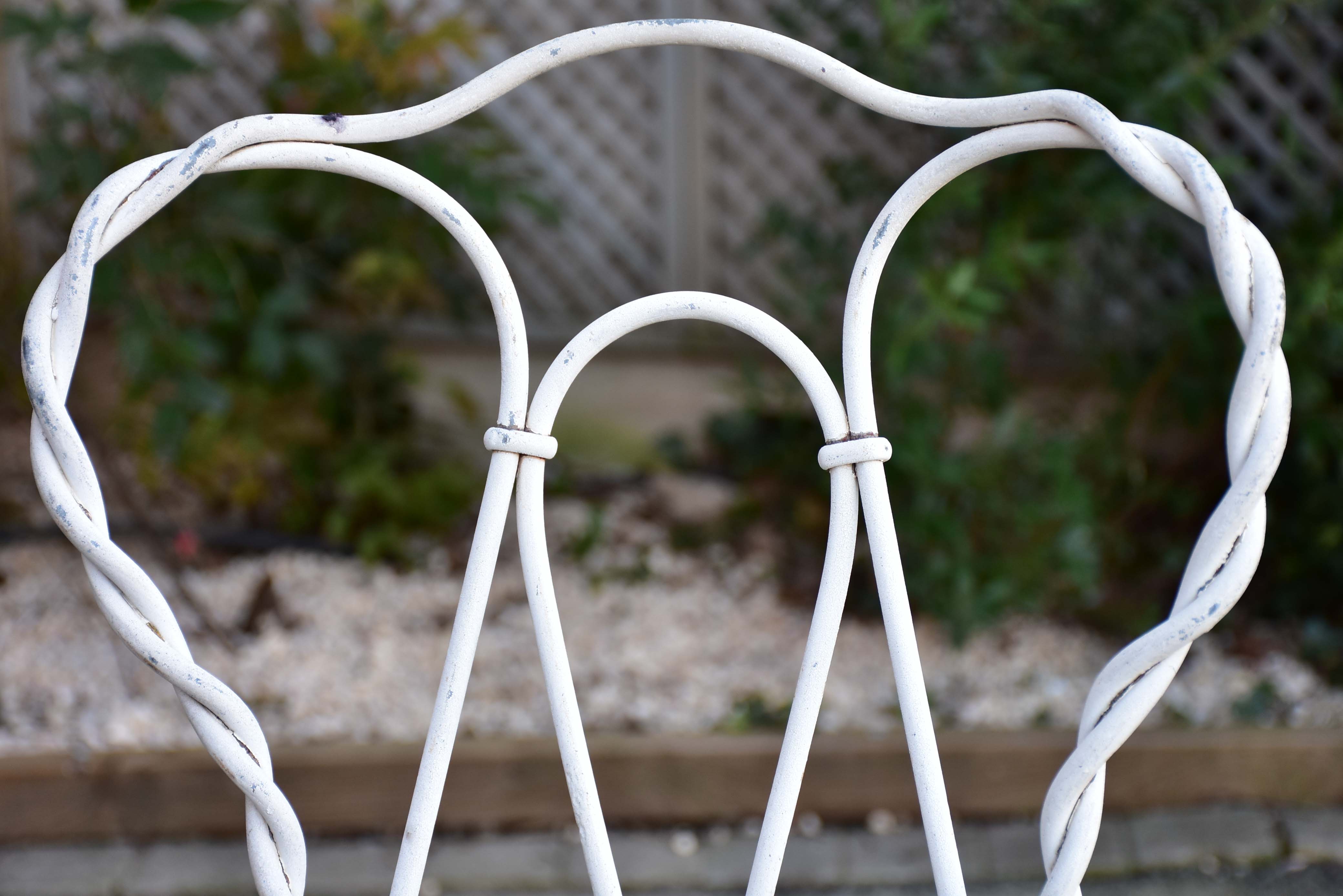 Pair of antique French garden chairs - white