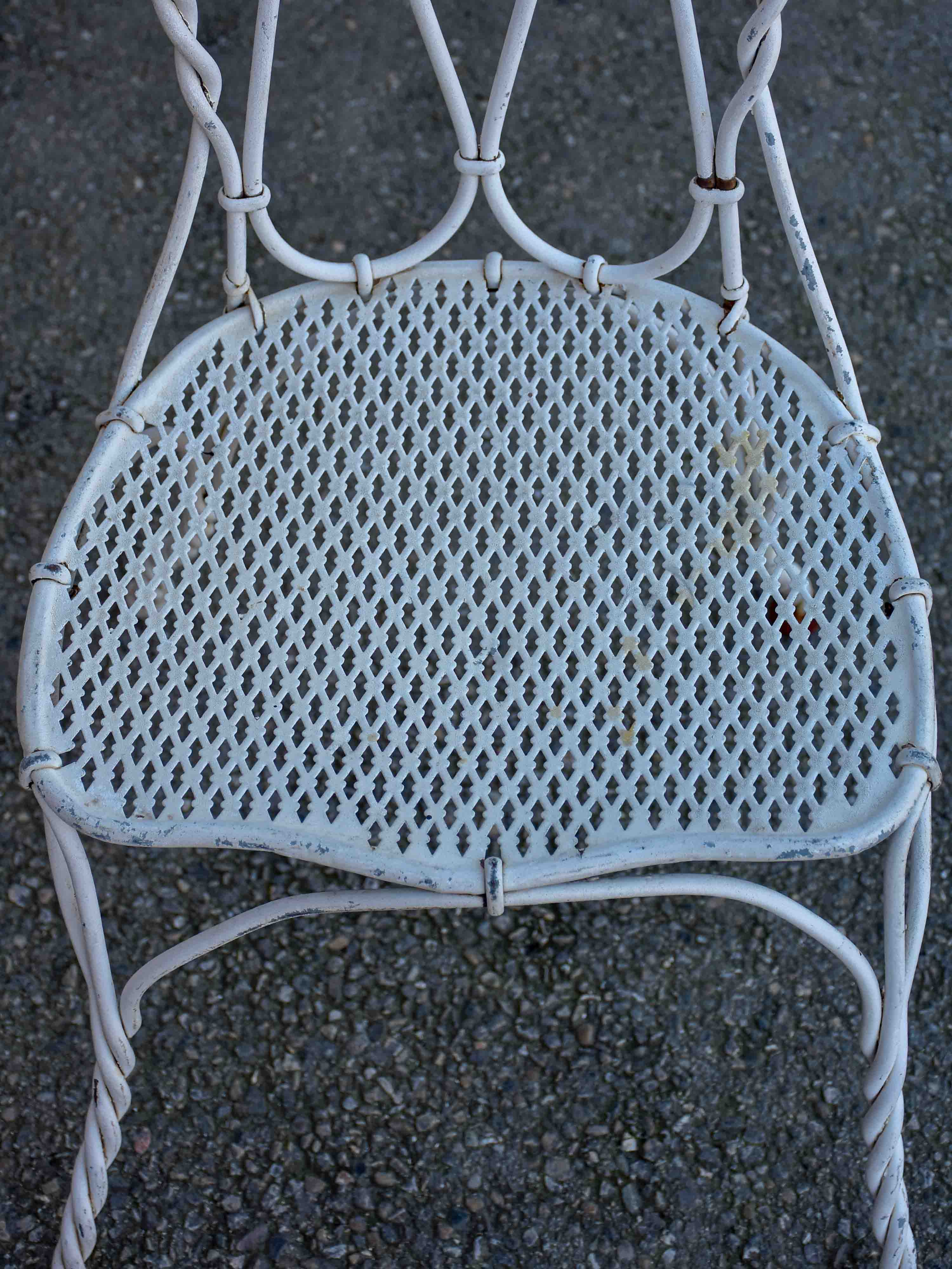 Pair of antique French garden chairs - white