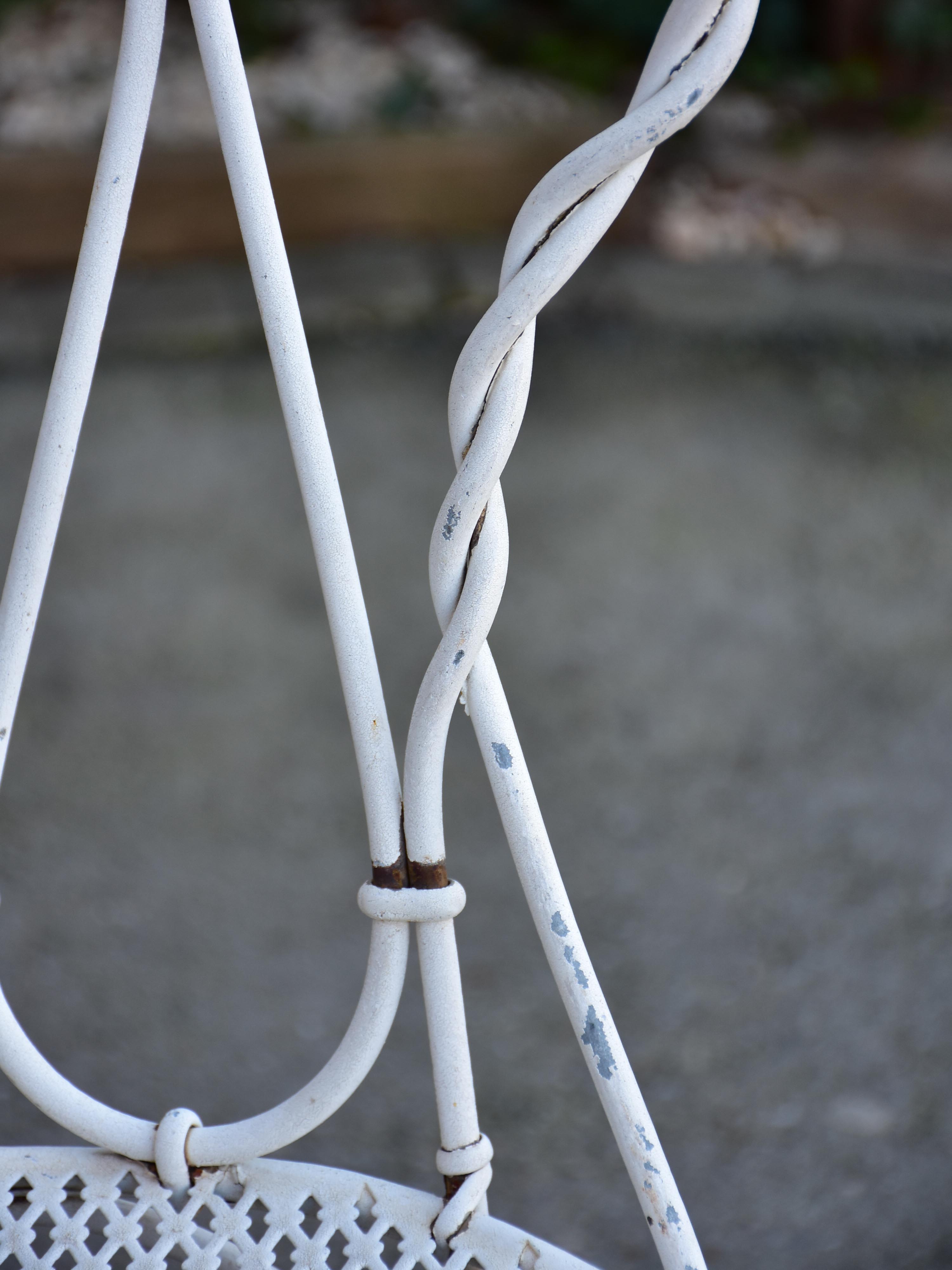 Pair of antique French garden chairs - white