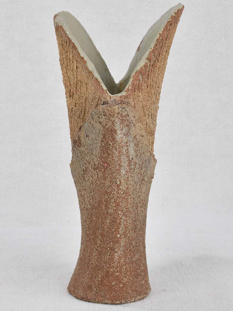 1960s sandstone Pichon shell vase 8¾"