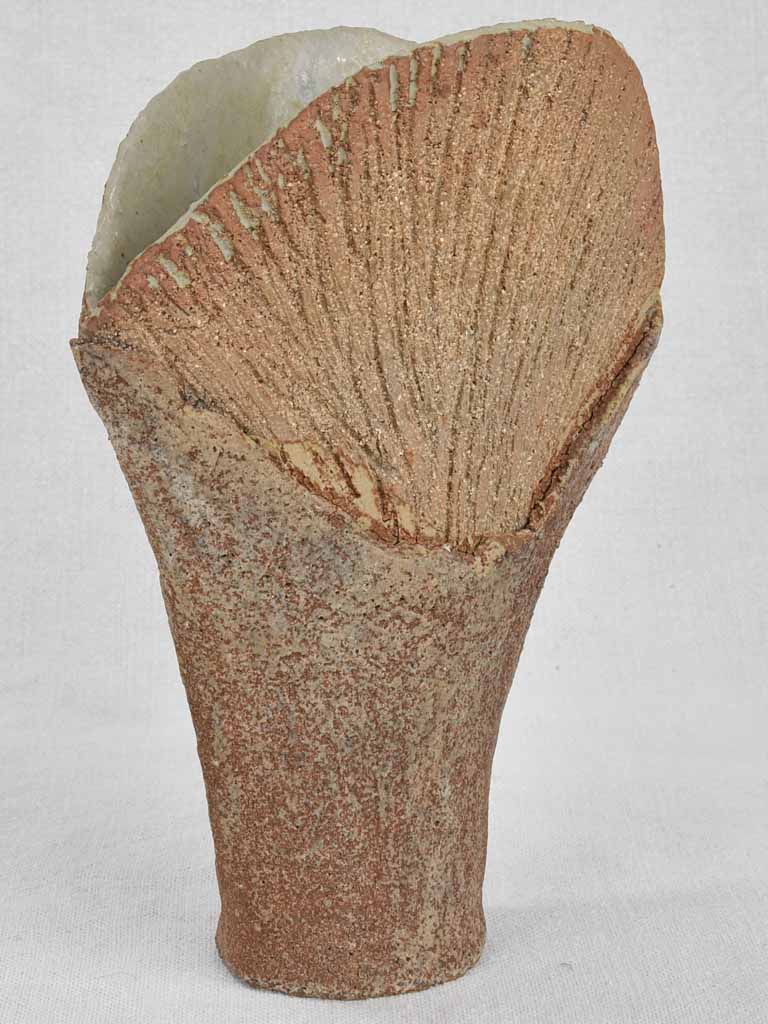 1960s sandstone Pichon shell vase 8¾"