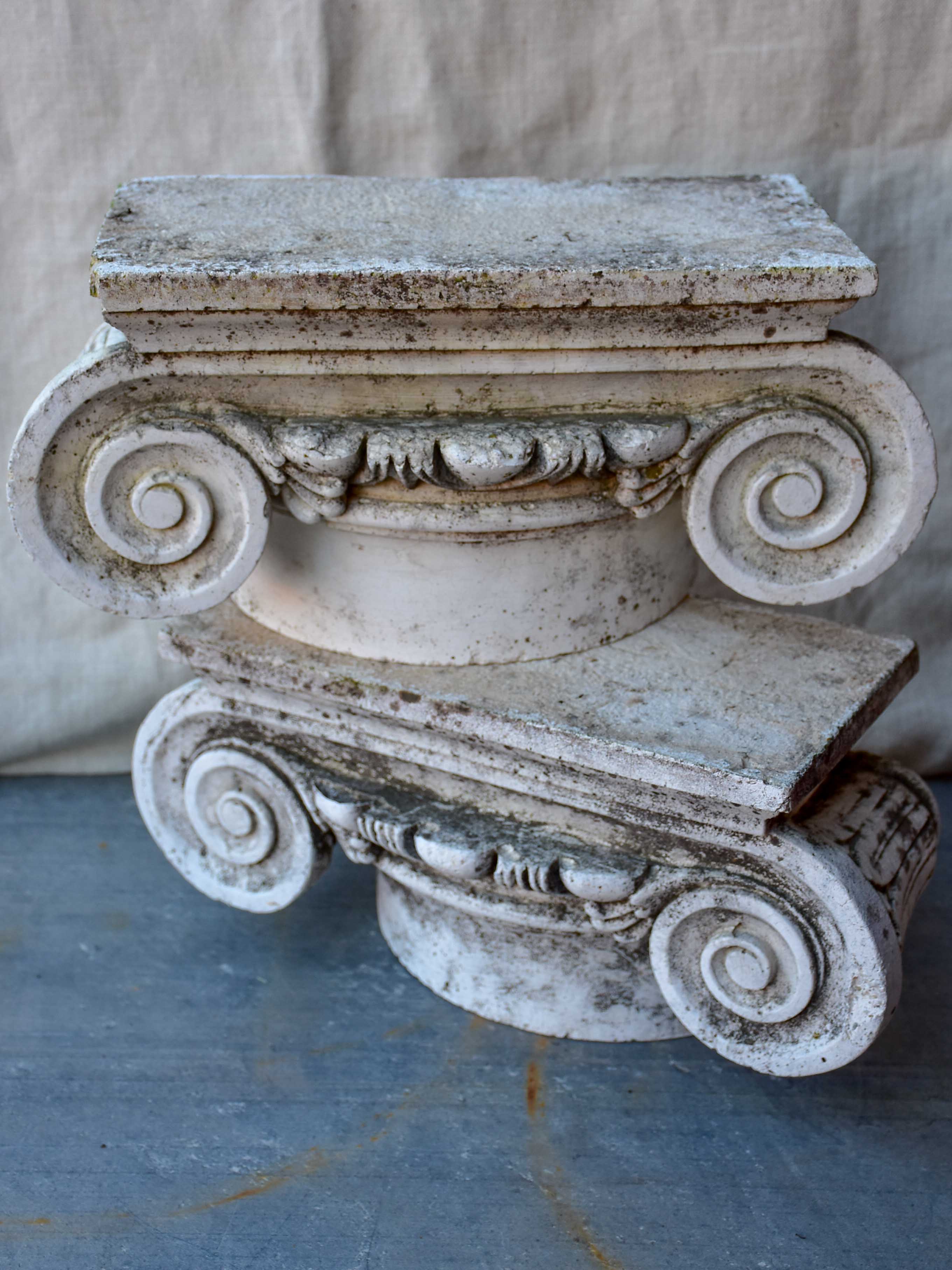 Pair of vintage Italian Ionic column capitals