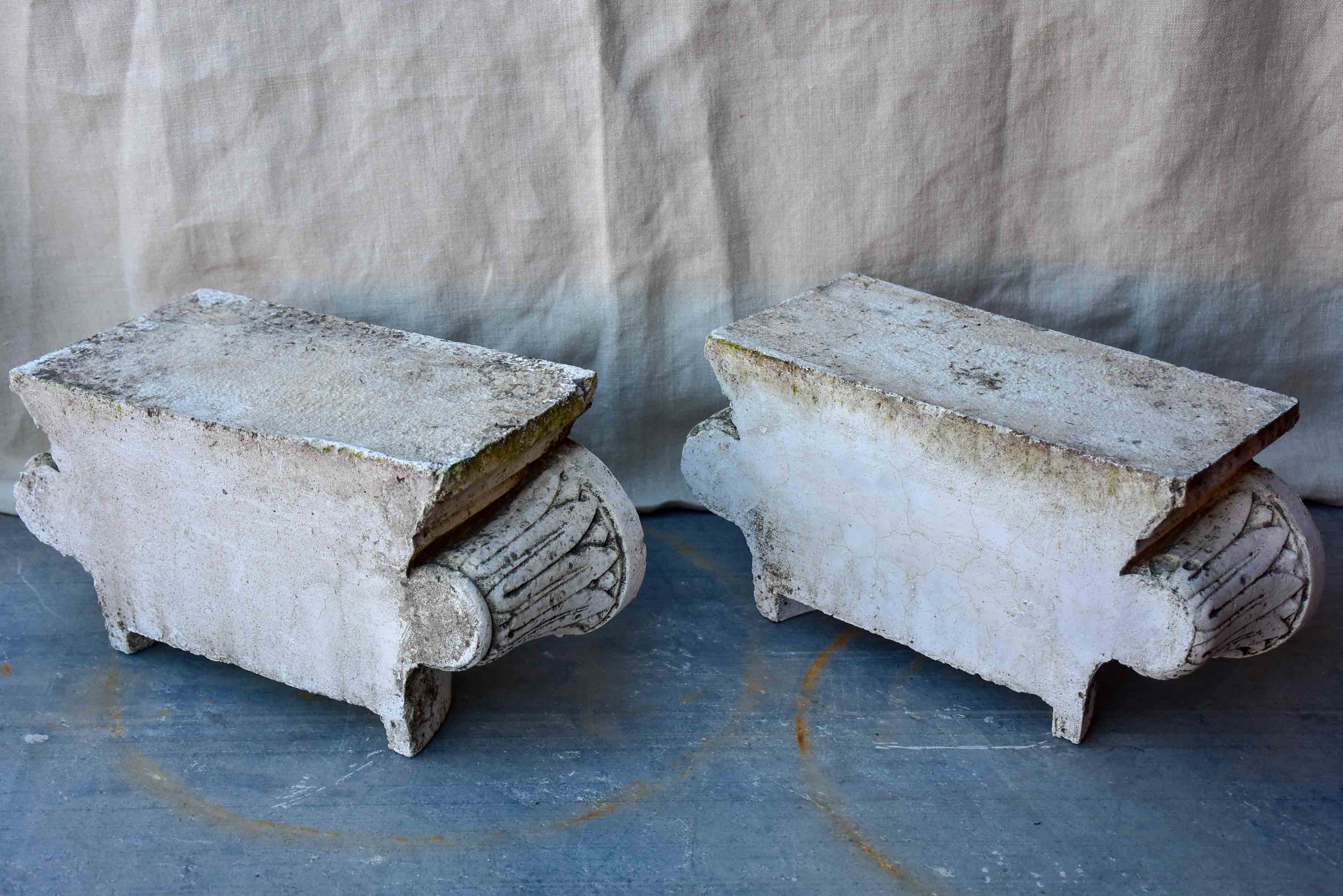 Pair of vintage Italian Ionic column capitals