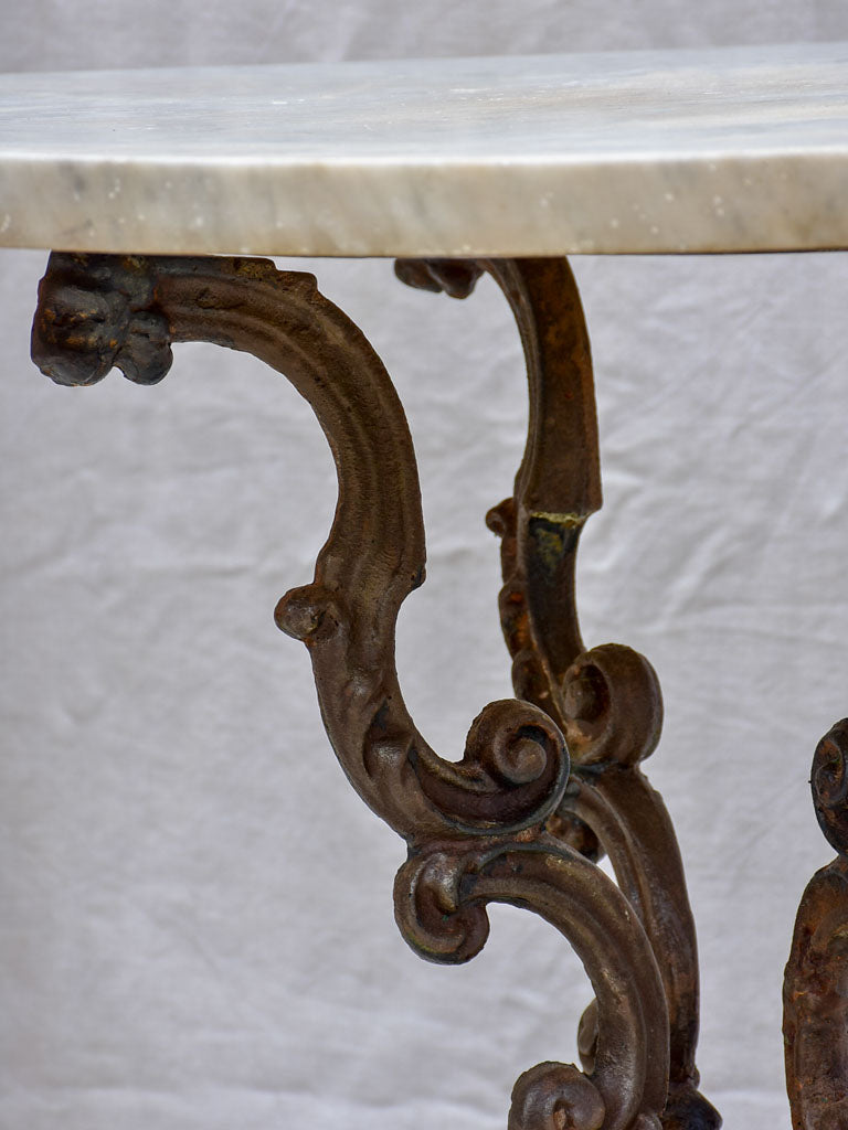 19th Century Italian marble top garden table with cast iron base