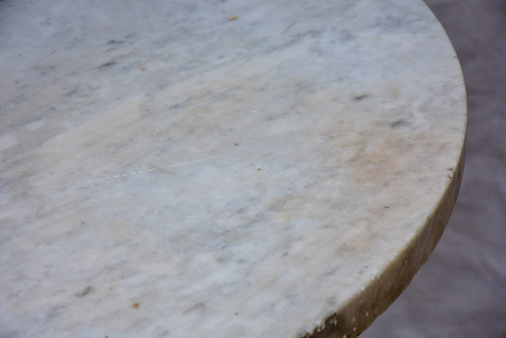 19th Century Italian marble top garden table with cast iron base