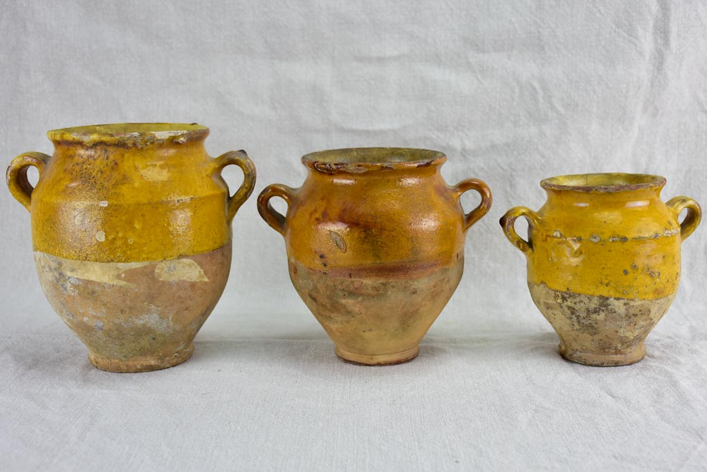 Collection of three nineteenth century French confit pots