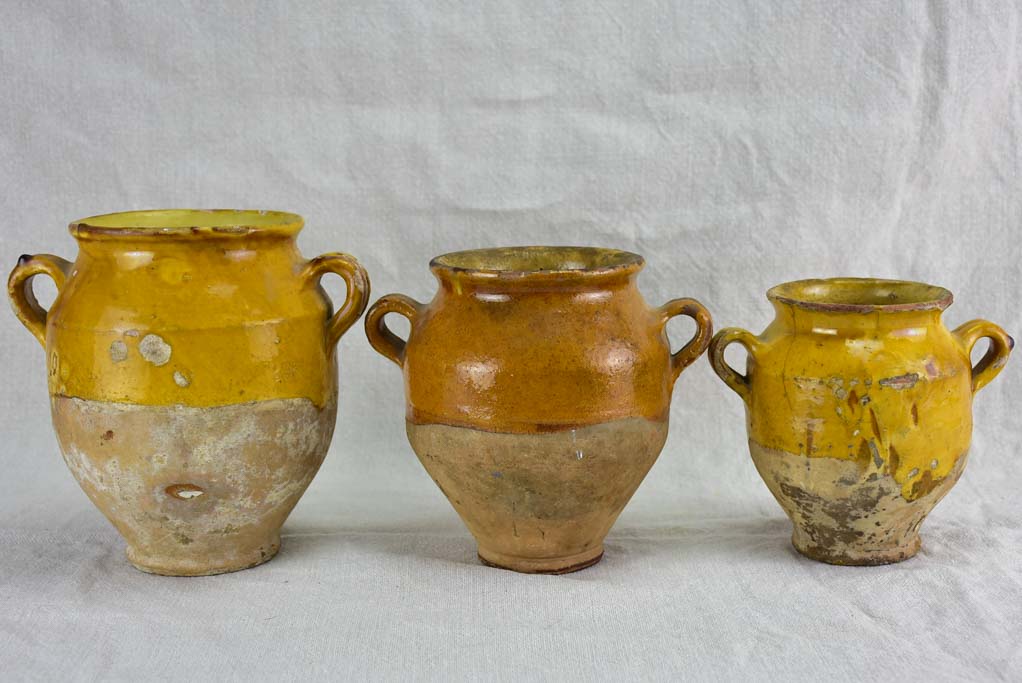 Collection of three nineteenth century French confit pots