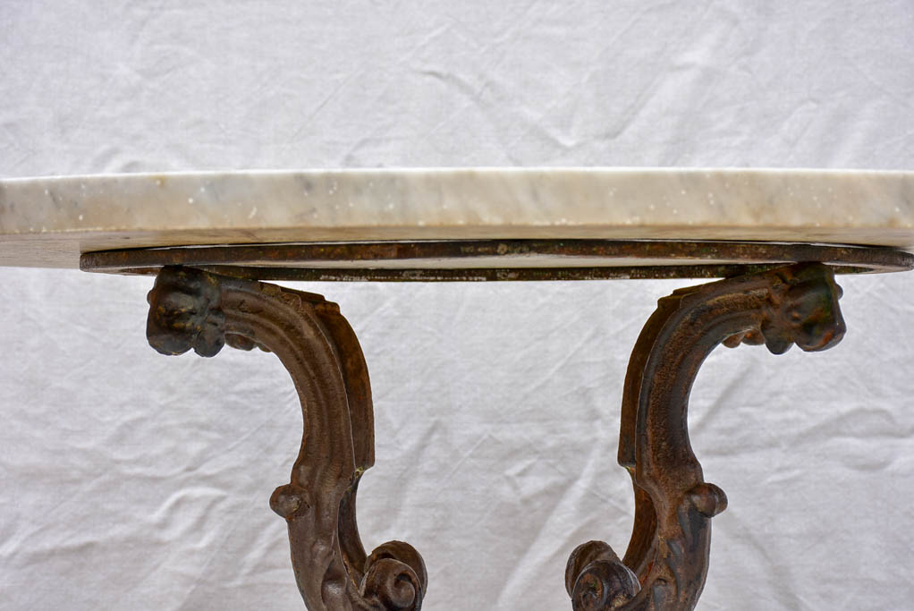 19th Century Italian marble top garden table with cast iron base