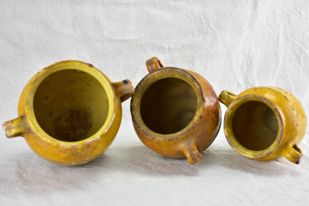 Collection of three nineteenth century French confit pots