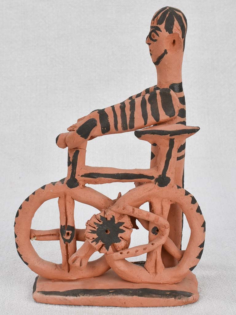 Figure on bike, clay, 1965, Raymond Debièvre, 7"