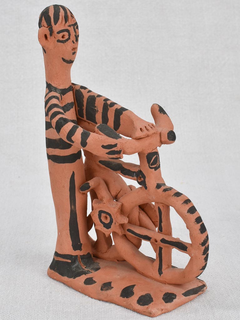 Figure on bike, clay, 1965, Raymond Debièvre, 7"