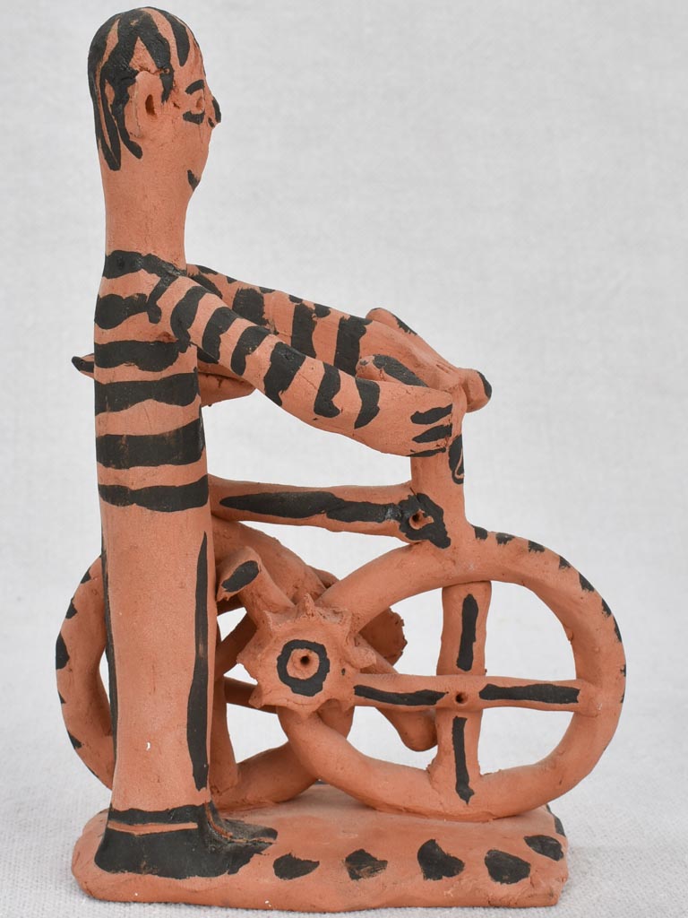 Figure on bike, clay, 1965, Raymond Debièvre, 7"