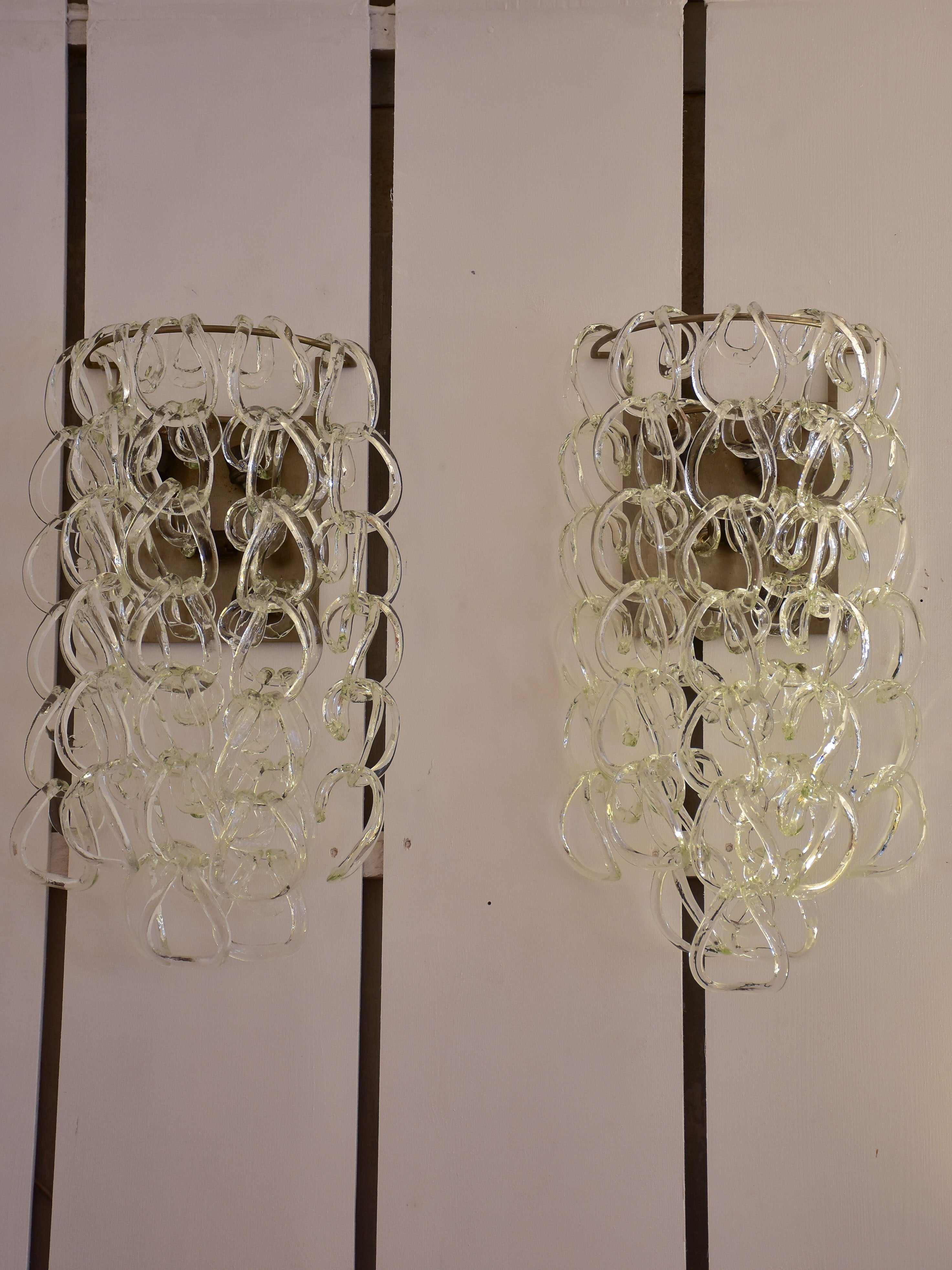 Angelo Mangiarotti wall sconces - clear chain