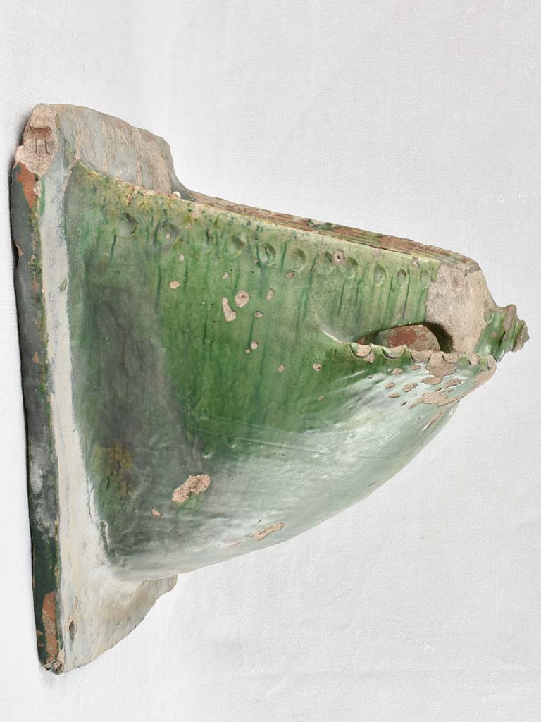 Green glazed wall-mount strawberry planter