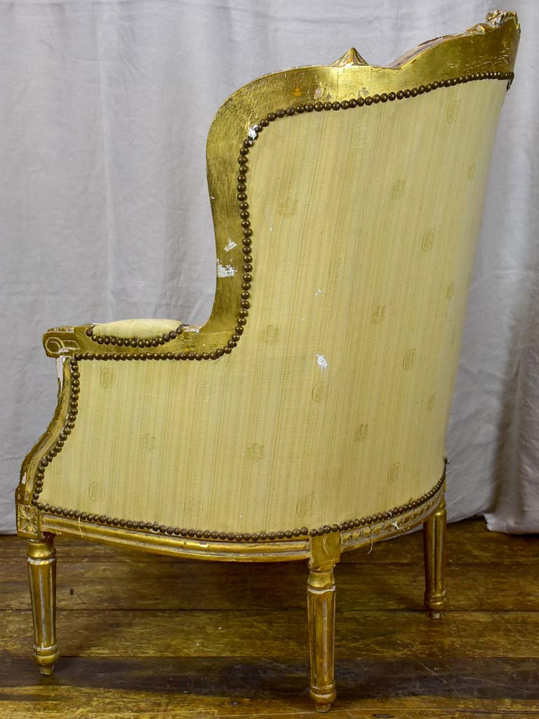 Pair of antique Louis XVI gilded armchairs