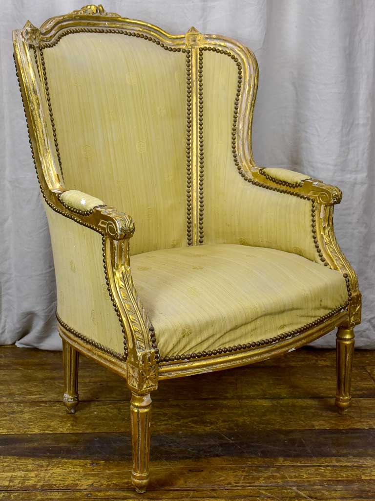 Pair of antique Louis XVI gilded armchairs