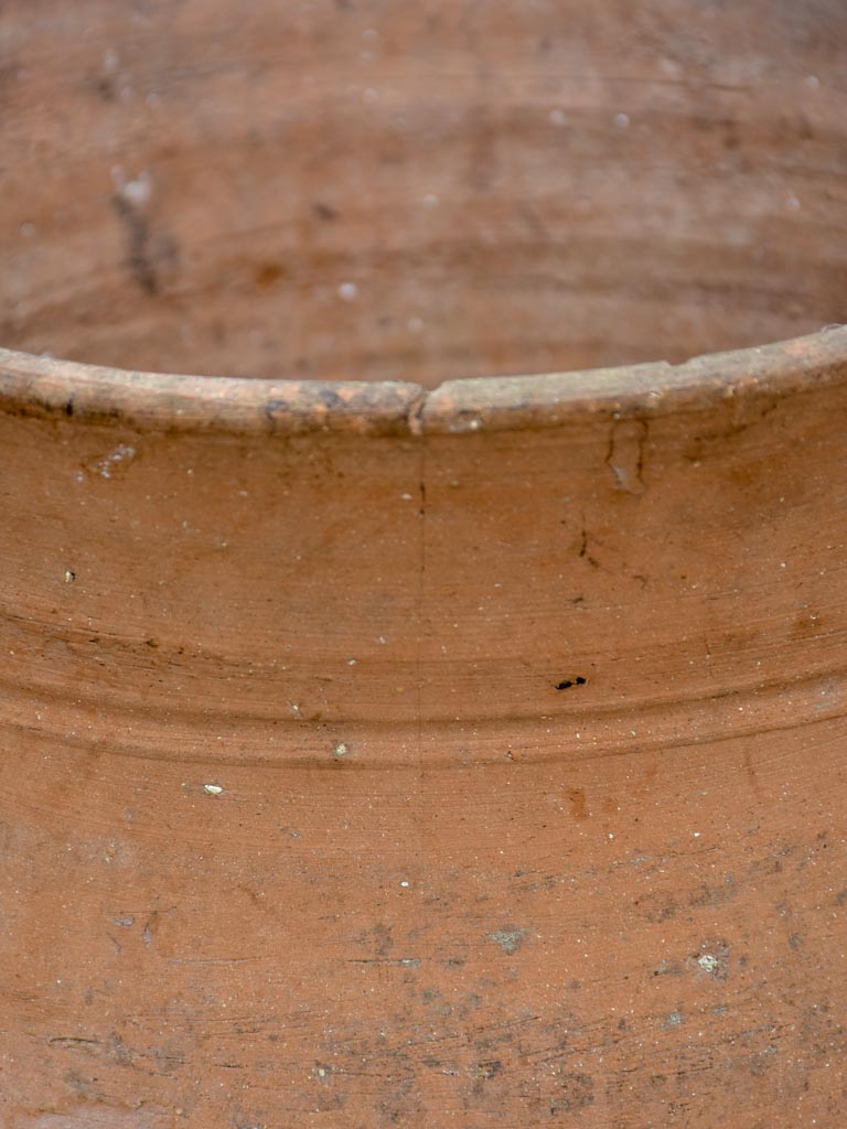 Mid century terracotta pot belly garden pot with three legs