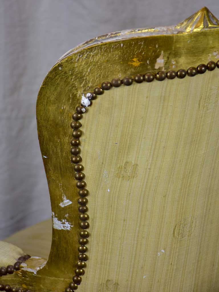 Pair of antique Louis XVI gilded armchairs