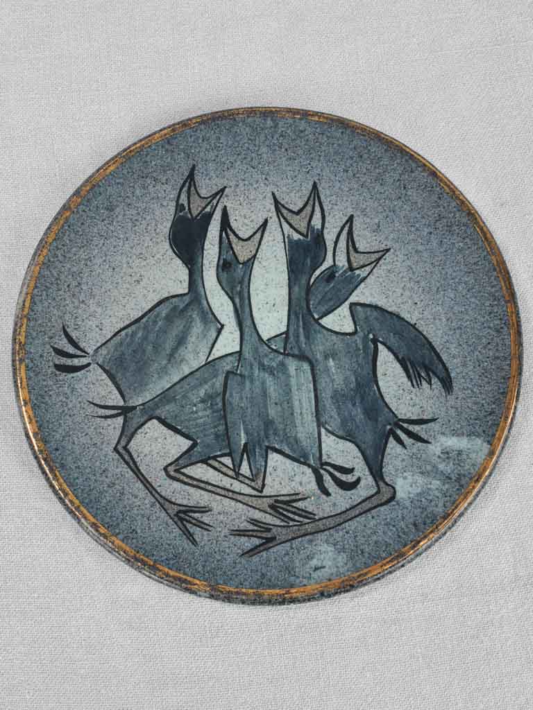 Artistic Vintage Fledgling-Depicting Ceramic Trivet