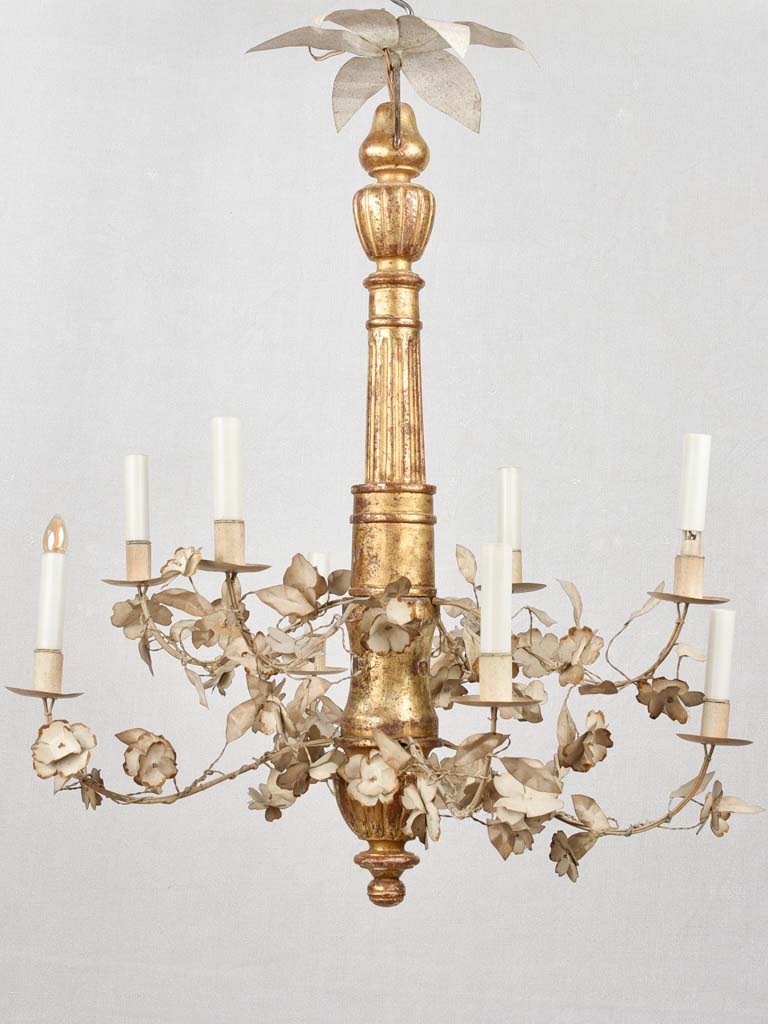 Vintage blossom tole chandelier with 8 arms 31½" x 27½"