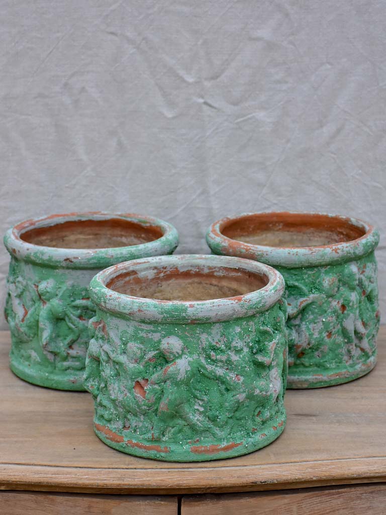 Vintage Green Terracotta Garden Planters Set