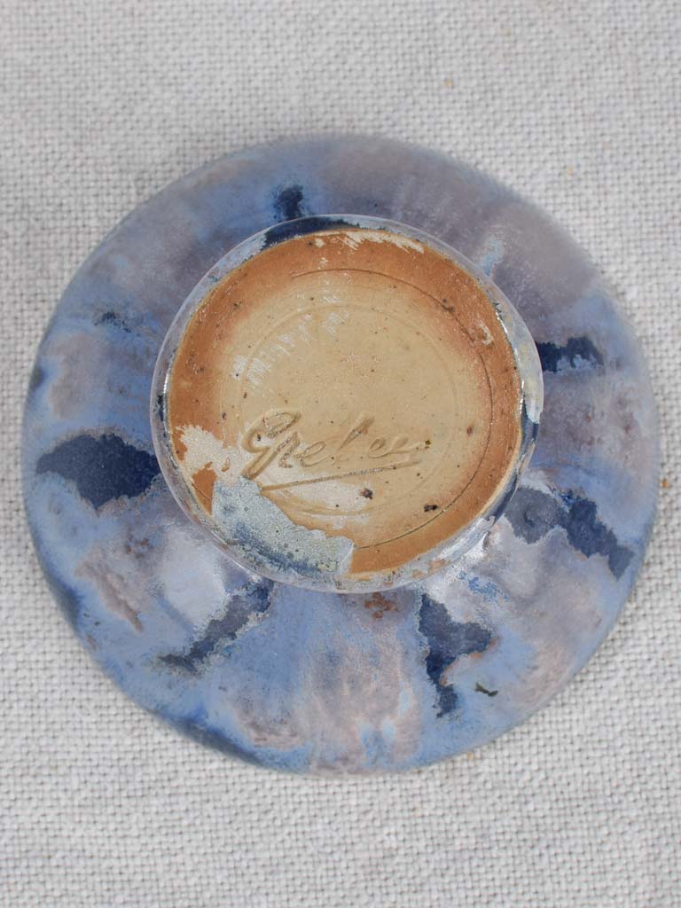 12 vintage ceramic bowls with blue glaze 3½"