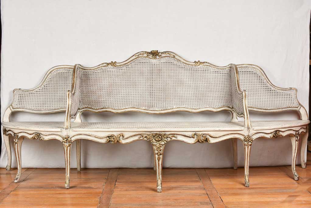 19th century Louis XV cane 'confident' settee 102¾"