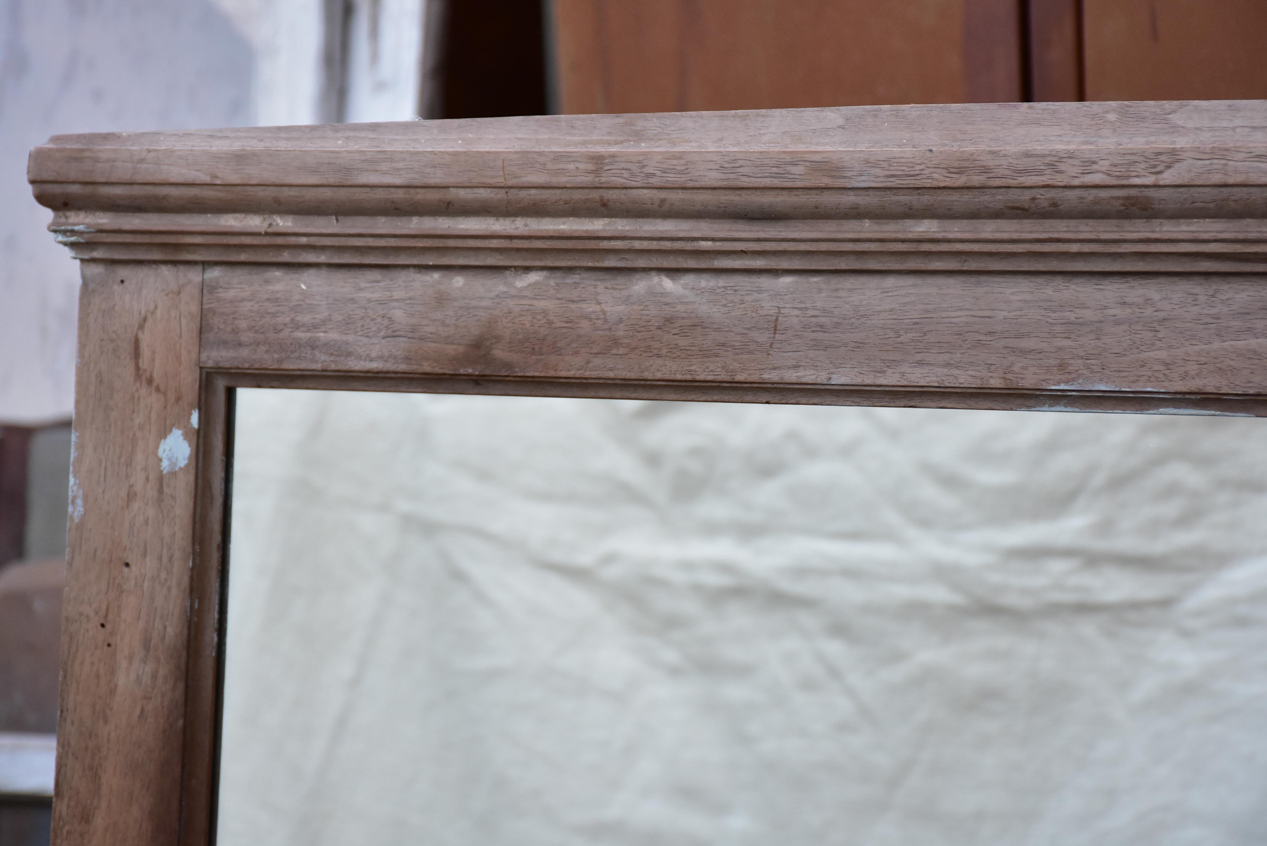 Vintage Italian mirror with raw wooden frame 36 ½'' x 55 ½''