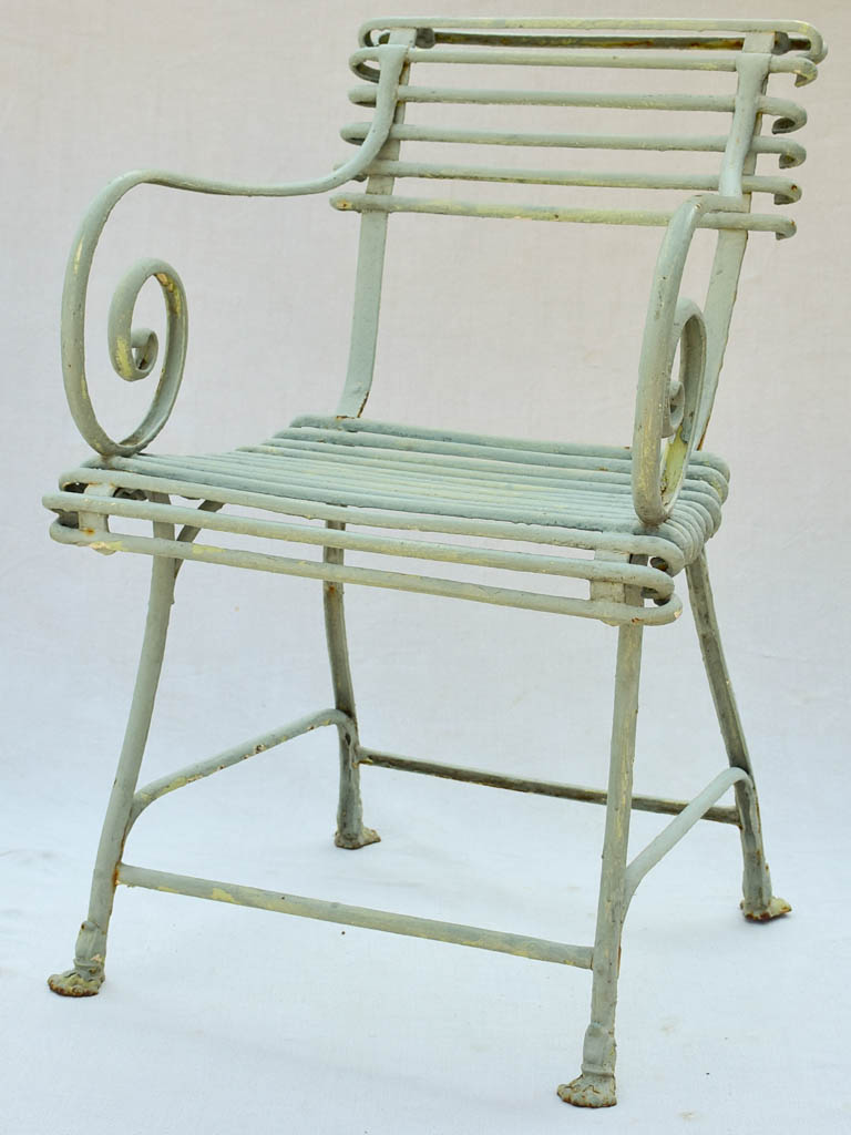 19th Century French Arras garden armchair with claw feet and scroll armrests