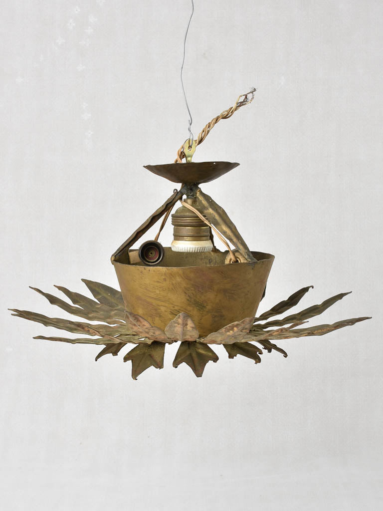 1960s brass ceiling light - sunburst 13½"