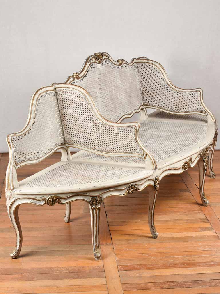 19th century Louis XV cane 'confident' settee 102¾"