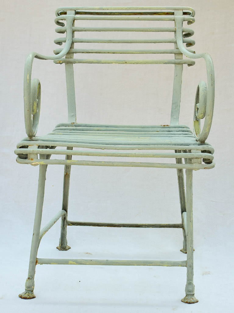 19th Century French Arras garden armchair with claw feet and scroll armrests