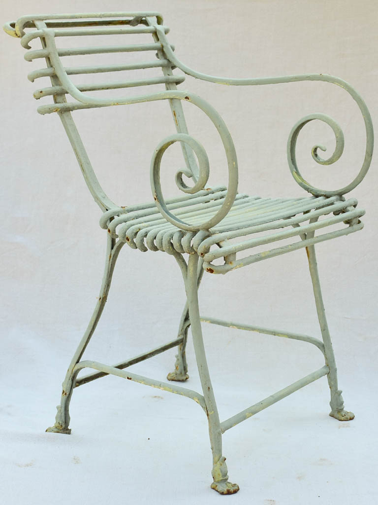 19th Century French Arras garden armchair with claw feet and scroll armrests