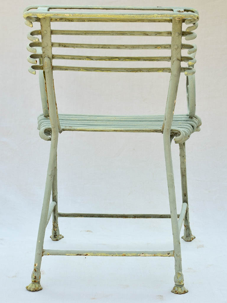 19th Century French Arras garden armchair with claw feet and scroll armrests